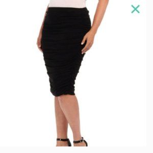 Vince Camuto Ruched Black Midi Skirt